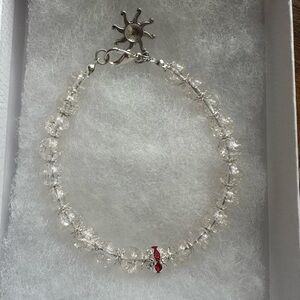 Crystal Bead Bracelet with Red Accent - Women’s Jewelry
